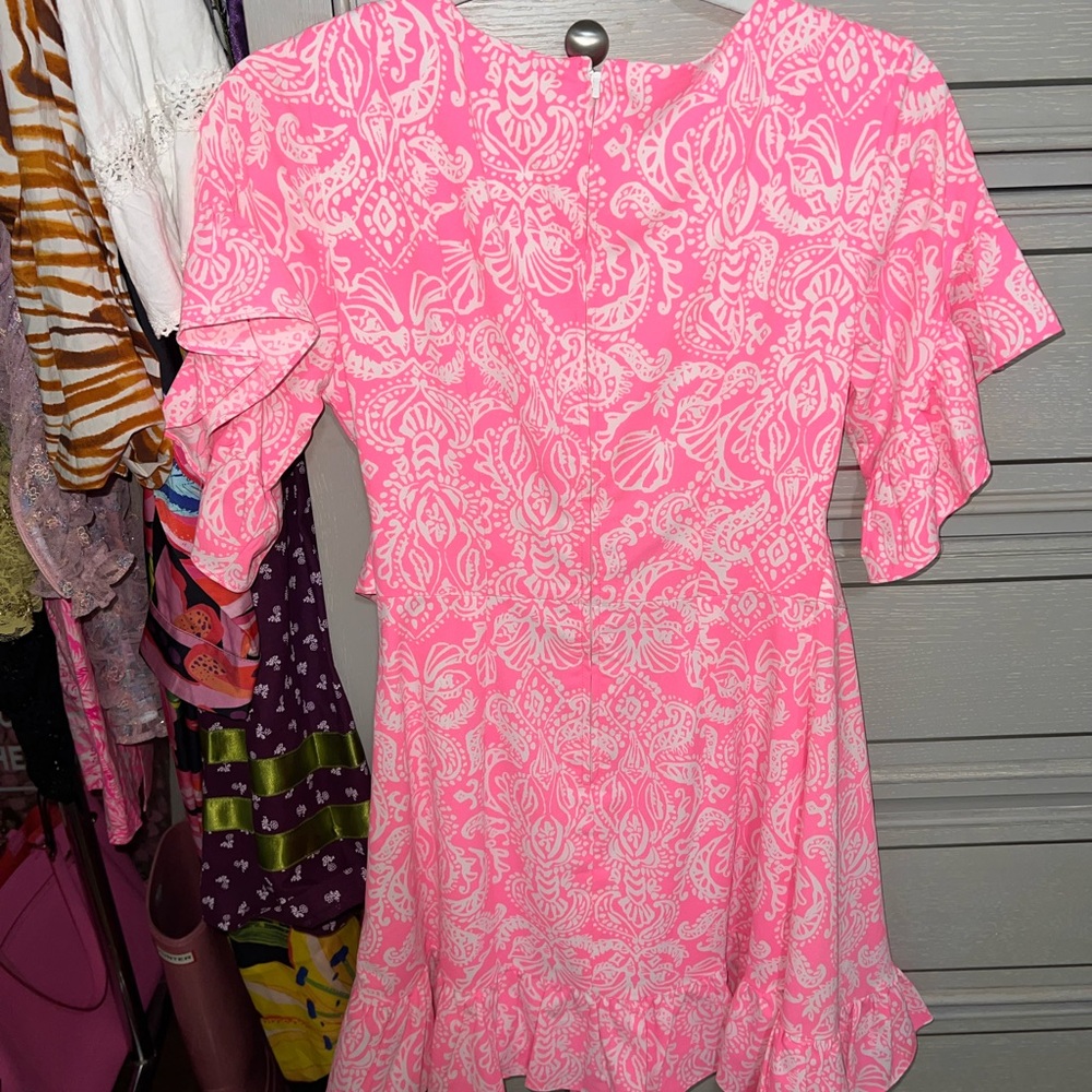 Lilly Pullitzer Darlah Pink Floral Ruffle Stretch Dress - Picture 4 of 5